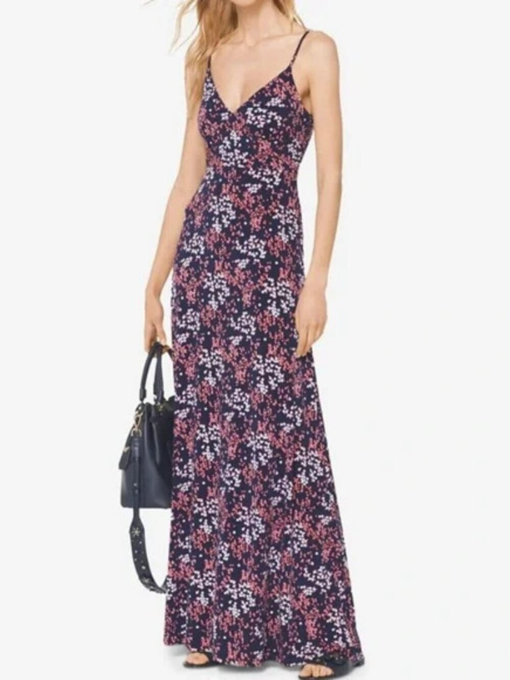 Michael Kors Bloom Ditsy Floral Stretch Knit Maxi Sun Dress Casual Or Formal XL - Picture 8 of 8